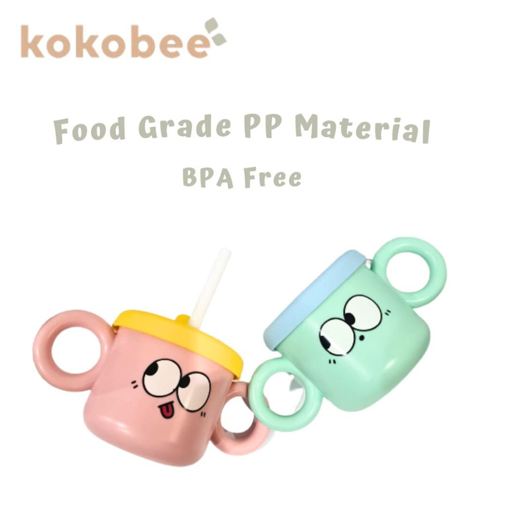 KOKOBEE - Toukie 2in1 Snack Cup and Milk Sippy Cup Baby With Straw (240ml) 6m+ / Leak proof / anti tumpah / mcoconi / cangkir bayi / cangkir lucu / gelas minum bayi / training cup / tempat snack bayi / peralatan makan bayi / grosir / dengan sedotanab