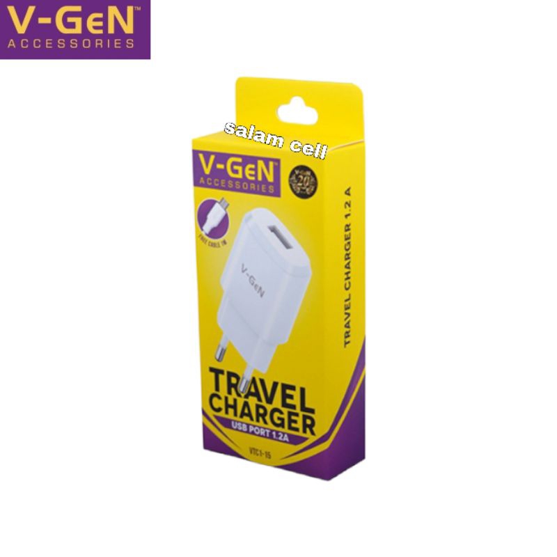 Charger Micro Usb V-GEN VTC1-15 Cocok Untuk semua HP Original Vgen Vtc1 15