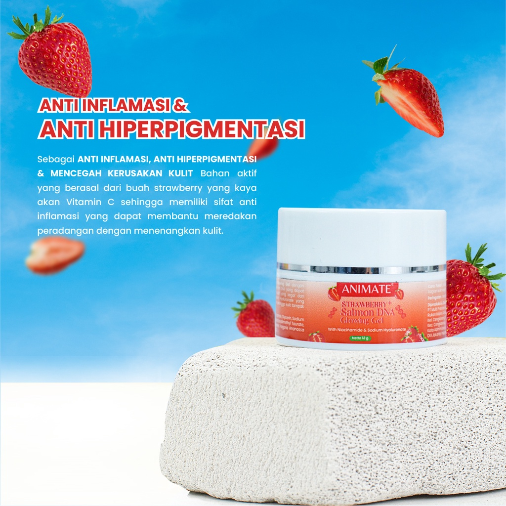 Animate Glowing Gel Beet + Salmon DNA Pelembab Wajah Moisturizer Animate Yuzu + Salmon DNA Glow Gel Mencerahkan Wajah Animate Skincare
