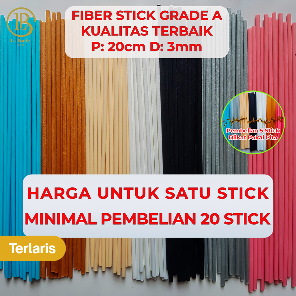 High Quality Grade A Fiber Stick Reed Diffuser Stik Difuser P 20cm D 3mm 7 Warna