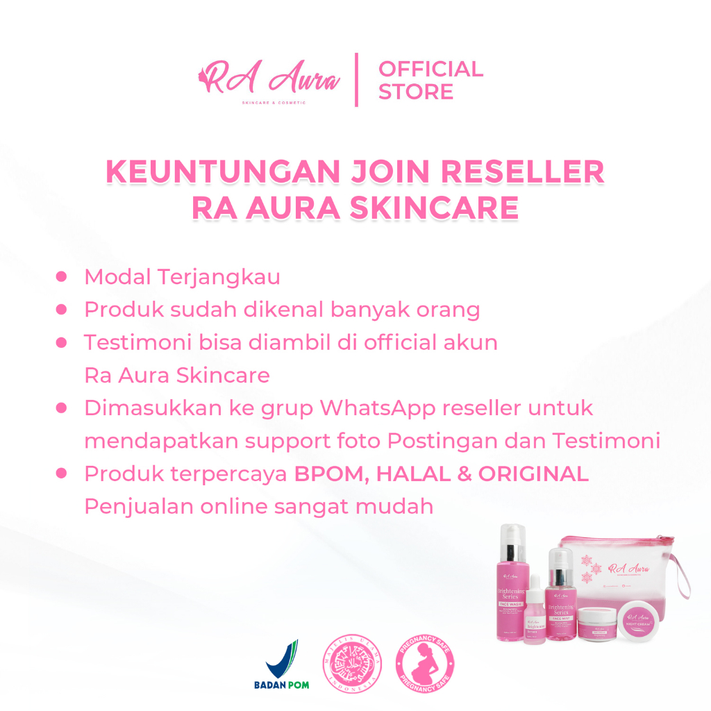 BPOM Ra Aura Paket Reseller Whitening Series / Cerah dalam 7 hari / Skincare BPOM / Paket Whitening / Instan Whitening / glowing skincare / skincare pemutih wajah / paket pemutih wajah / cream pemutih wajah / paket skincare bpom / cerah dalam 7 hari