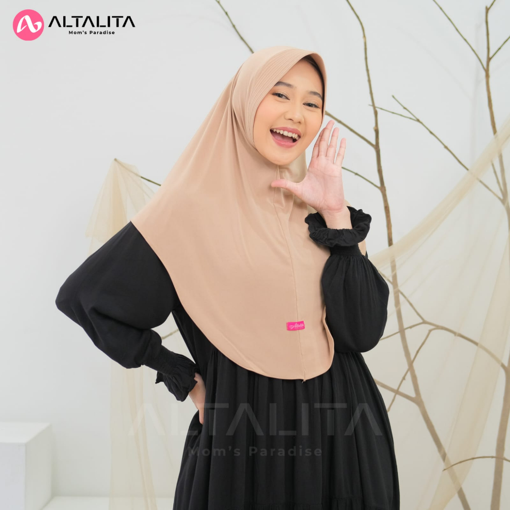 Altalita - Jilbab Bergo Hamidah Penguin Size L Hijab Instan Qanita Jersey Premium Kerudung Sporty Menutup Dada Cocok Untuk Sekolah Olahraga Volly Futsal Senam dan Sehari-Hari