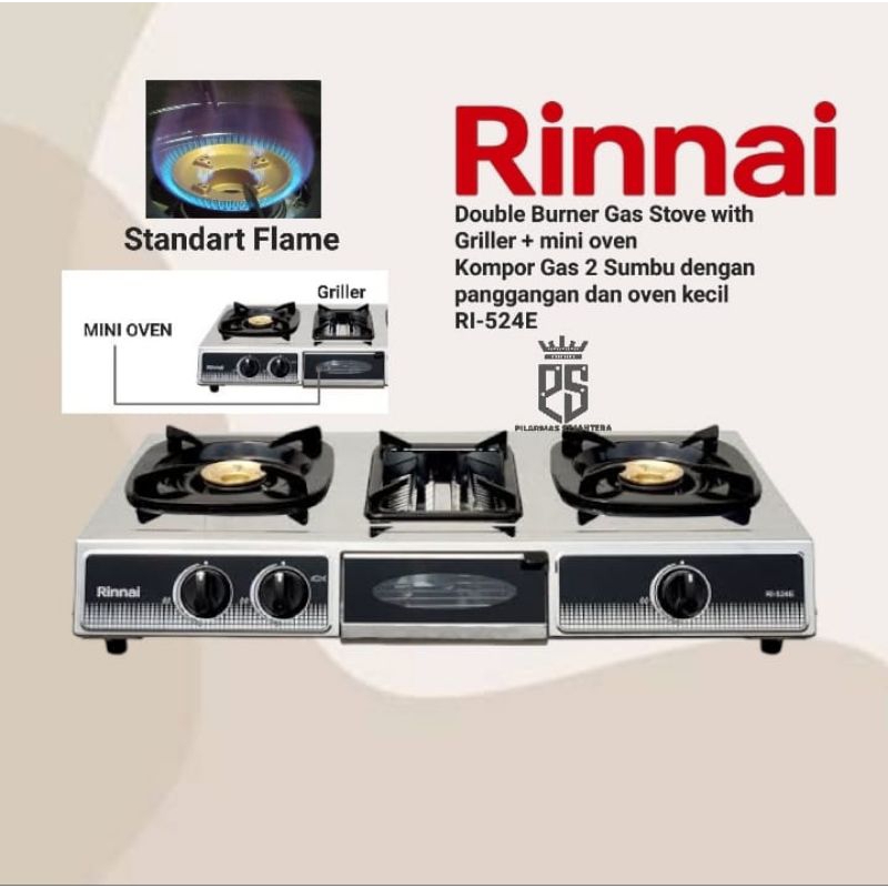 Kompor rinnai 2 sumbu RI524E Kompor gas rinnai Grill Gas stove Double burner RI 524E rinnai 2 tungku