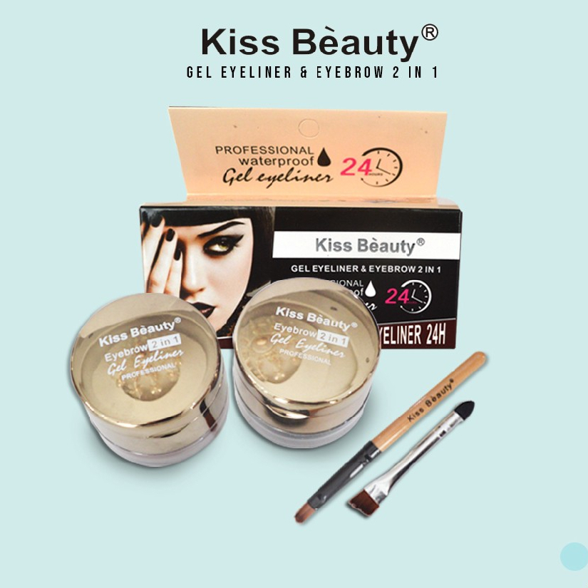 [satu Set] Eyebrow &amp; Eyeliner Gel Kiss 2in1 Termurah