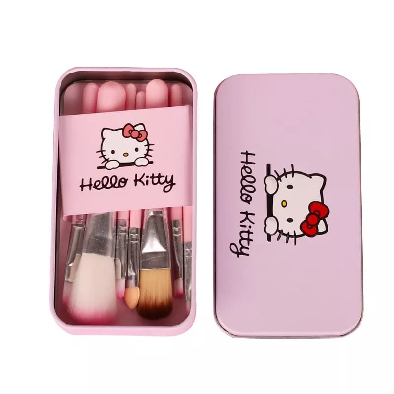 BRUSH MAKE UP SET 7 IN 1 MOTIF HELLO KITTY PERLENGKAPAN MAKE UP BOX