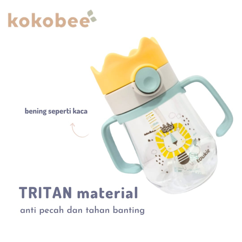 KOKOBEE - Toukie Crown Sippy Cup Tritan Bottle (240 ml) 6M+ / botol minum anak / dishwasher / coconi / bpa free / food grade / straw gravity ball / gelas bayi / anti tumpah / leak proof / grosir / gelas gagang bayi / mudah digenggam / travel