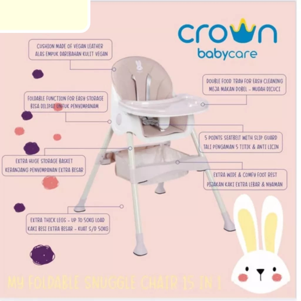 Snuggle My Foldable Chair 15in1 CR228 - Kursi Makan Anak Multifungsi