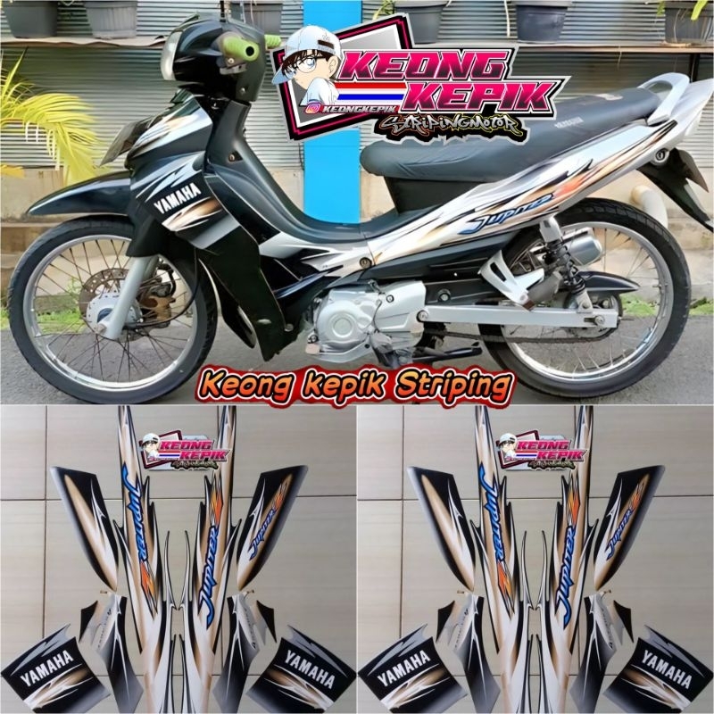 (BISA COD) STRIPING STIKER LIS BODY MOTOR YAMAHA JUPITER Z BURHAN 2007 STANDAR ORI SILVER HITAM GOLD