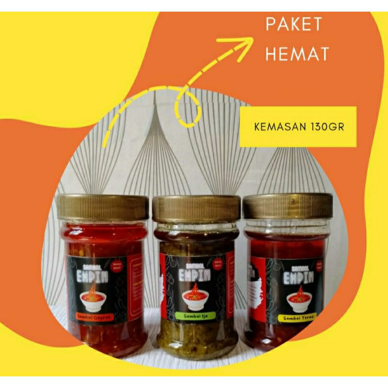 

Sambal terasi/Sambal Bawang/Sambal ijo/sambal geprek Paket Hemat 130 gr