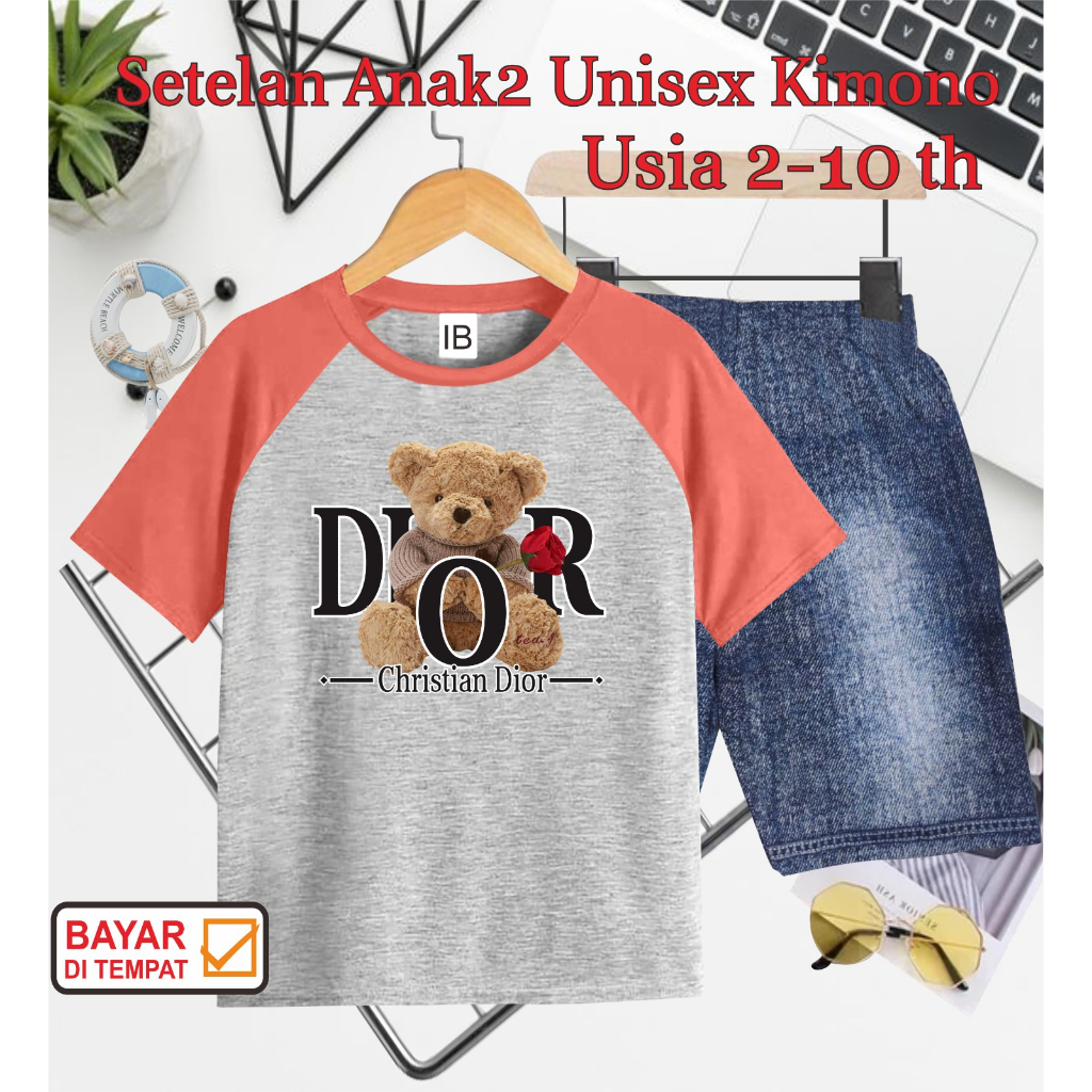 ((IB))SETELAN ANAK2 UNISEX KIMONO SEMI JEANS/BEAR DIGITAL SABLON