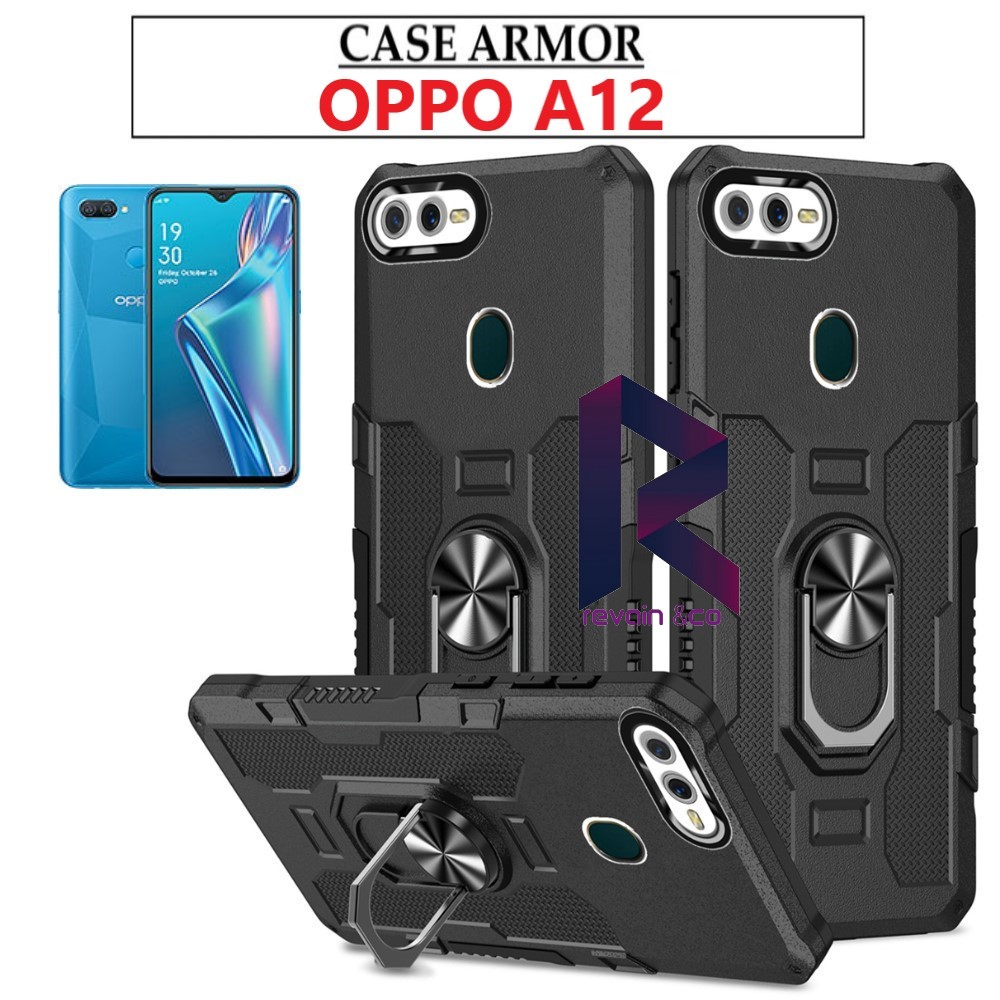 Case Armor OPPO A12 Iring Cincin Magnetic Kesing Hp Protect kamera Premium Hard Case Standing Robot Pelindung Kamera