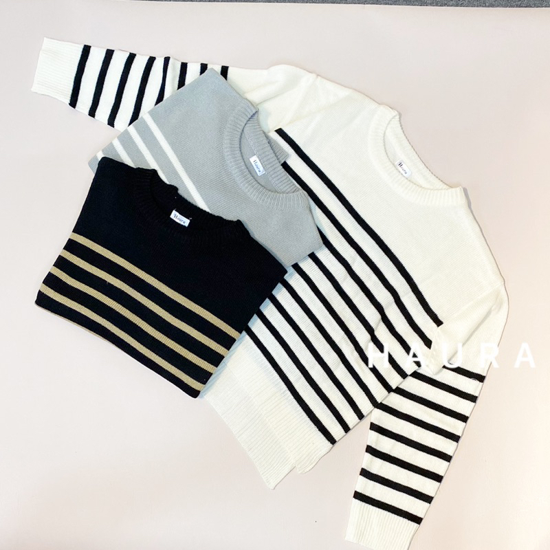 sweater rajut stripe perempuan