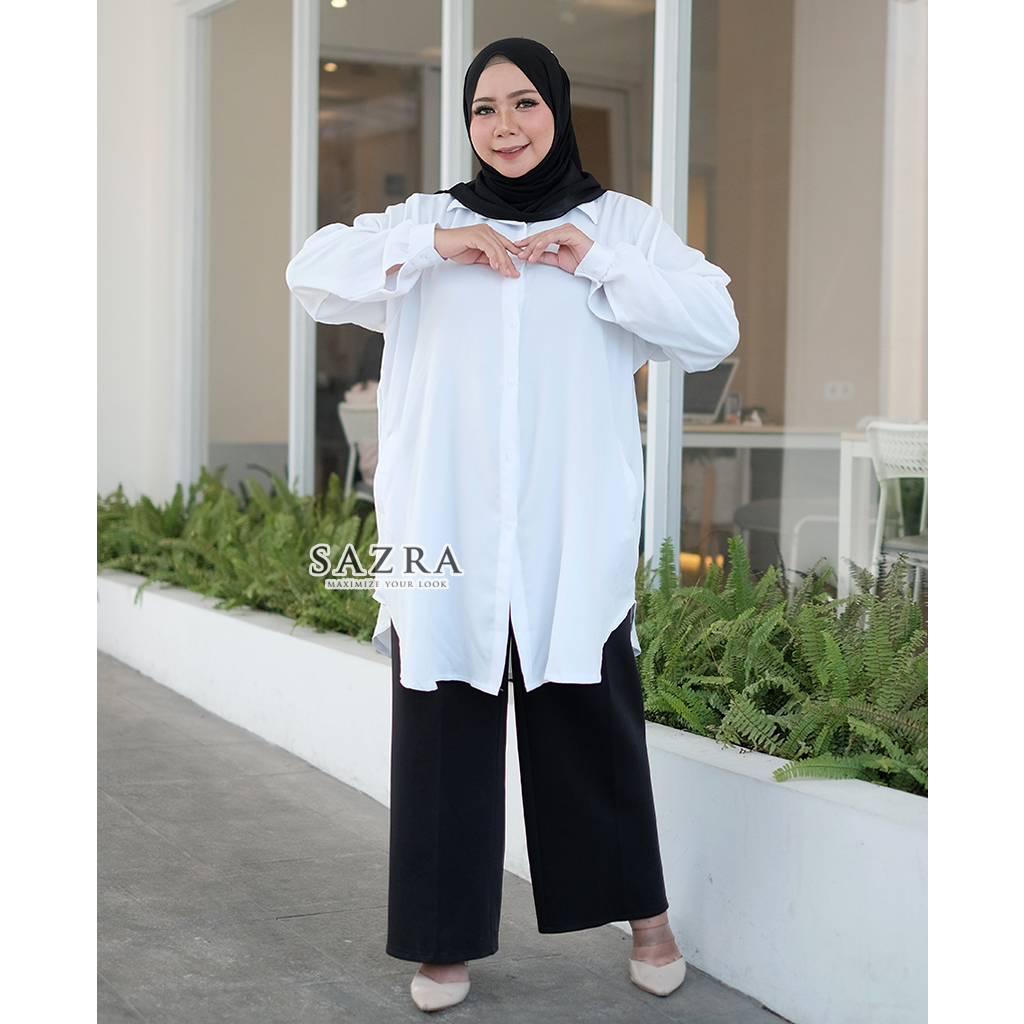 BIGSIZE LD 120 130 140 | Oval Long Tunic Atasan Wanita Muslimah Tunik Pretty Woman Polos Oversize Aneka Warna Size Jumbo XXL XXXL 5L Bahan Shakila Madame Sexy Premium Original SAZRA