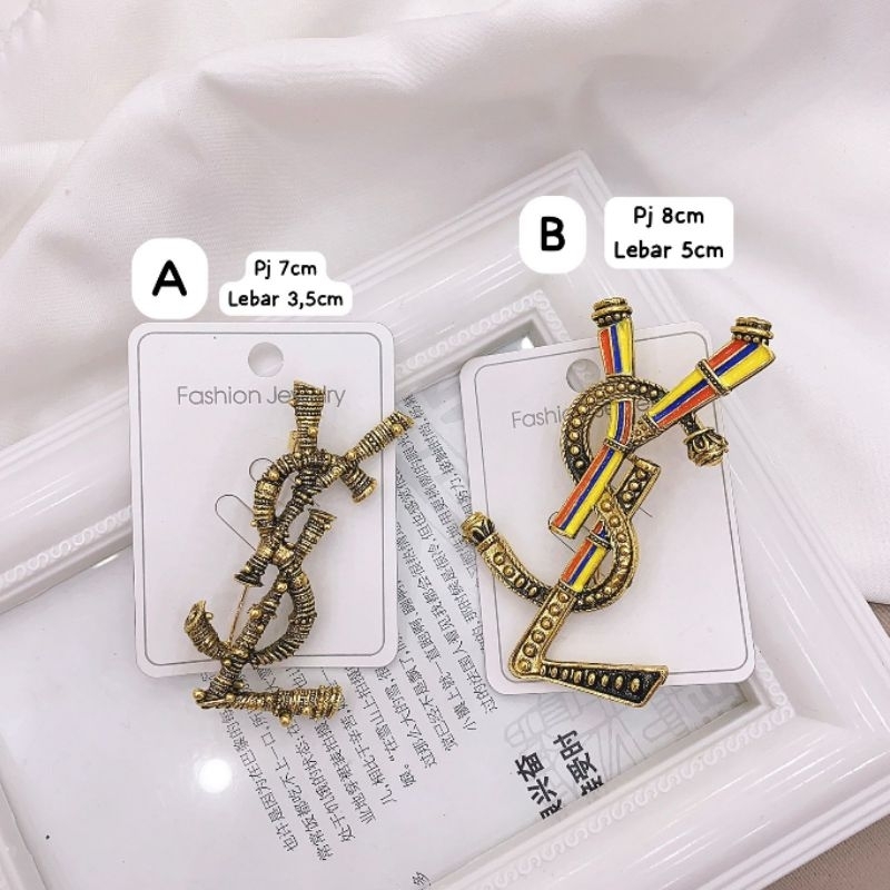 Bros Bahan Titanium import Brooch Branded Band ysl untuk hiasan baju di dada kualitas Import Peniti Baju Import swarovsky Brooch Titanium Stainless steel Premium Quality Fashion import bahan Bagus B1