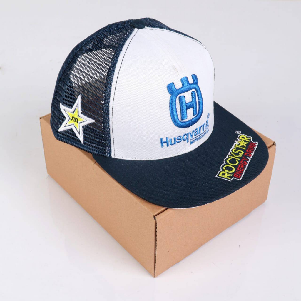 SNAPBACK HUSQVARNA ROCKSTAR | TOPI PRIA PREMIUM | TOPI CEKUNG | TOPI JARING | TOPI MOTOR TRAIL MX | 