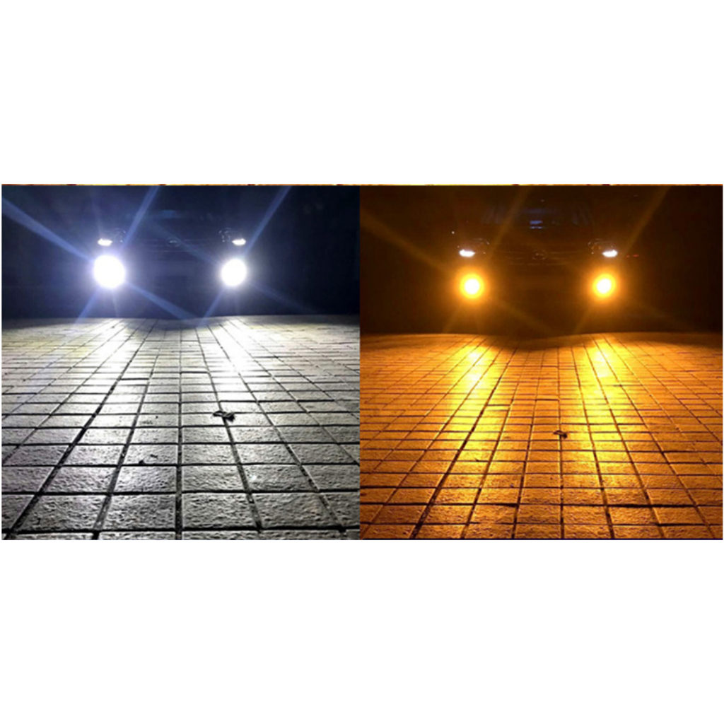 2x Lampu Kabut Mobil 2 Warna LED H4 H8 H9 H11 Putih + Kuning