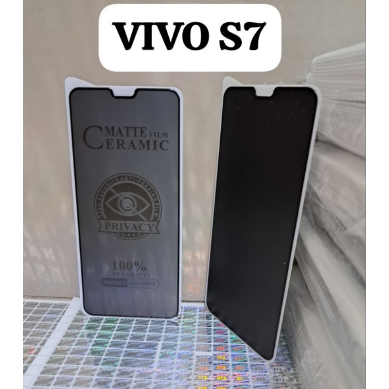 TG ANTI GORES SPY VIVO S7 Tempered Glass Matte Film Ceramic 100% Security Anti Peeping Film Privacy 100% Security Privacy Security Physical Rein Forcement Technology No Broken Edge Tempered Glass Screen Protector Melindungi Layar Handphone Depan