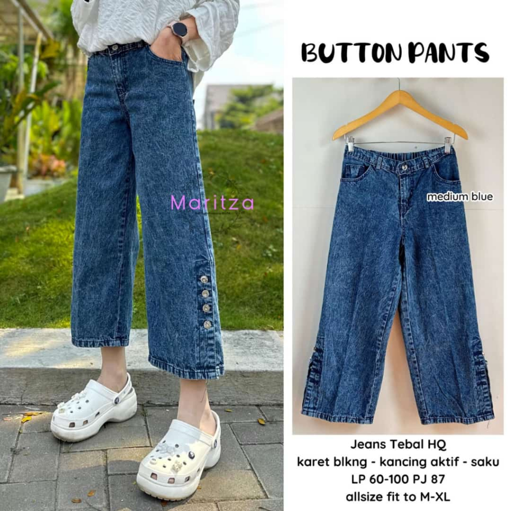 CELANA BAGGY JEANS ORI KANCING BESI