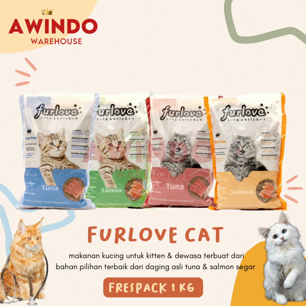 FURLOVE - Makanan Pakan Kucing Dewasa Kitten Adult Freshpack 1kg