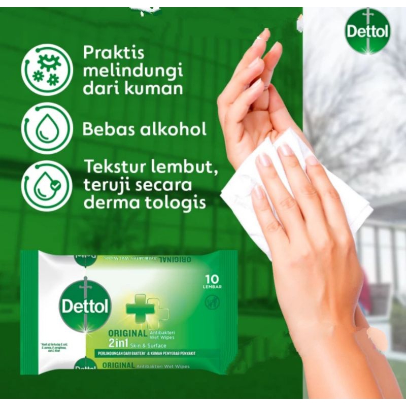 dettol tisu basah antiseptic isi 10