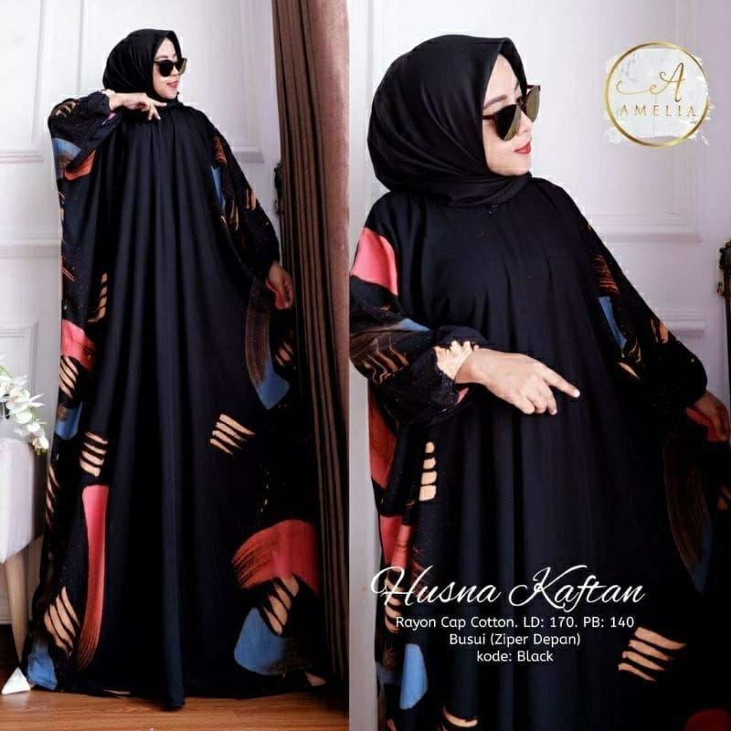 PROMO TOKO!!! Kaftan Wanita Jumbo Kekinian Busui Resleting Depan Rayon Premium Halus Termurah