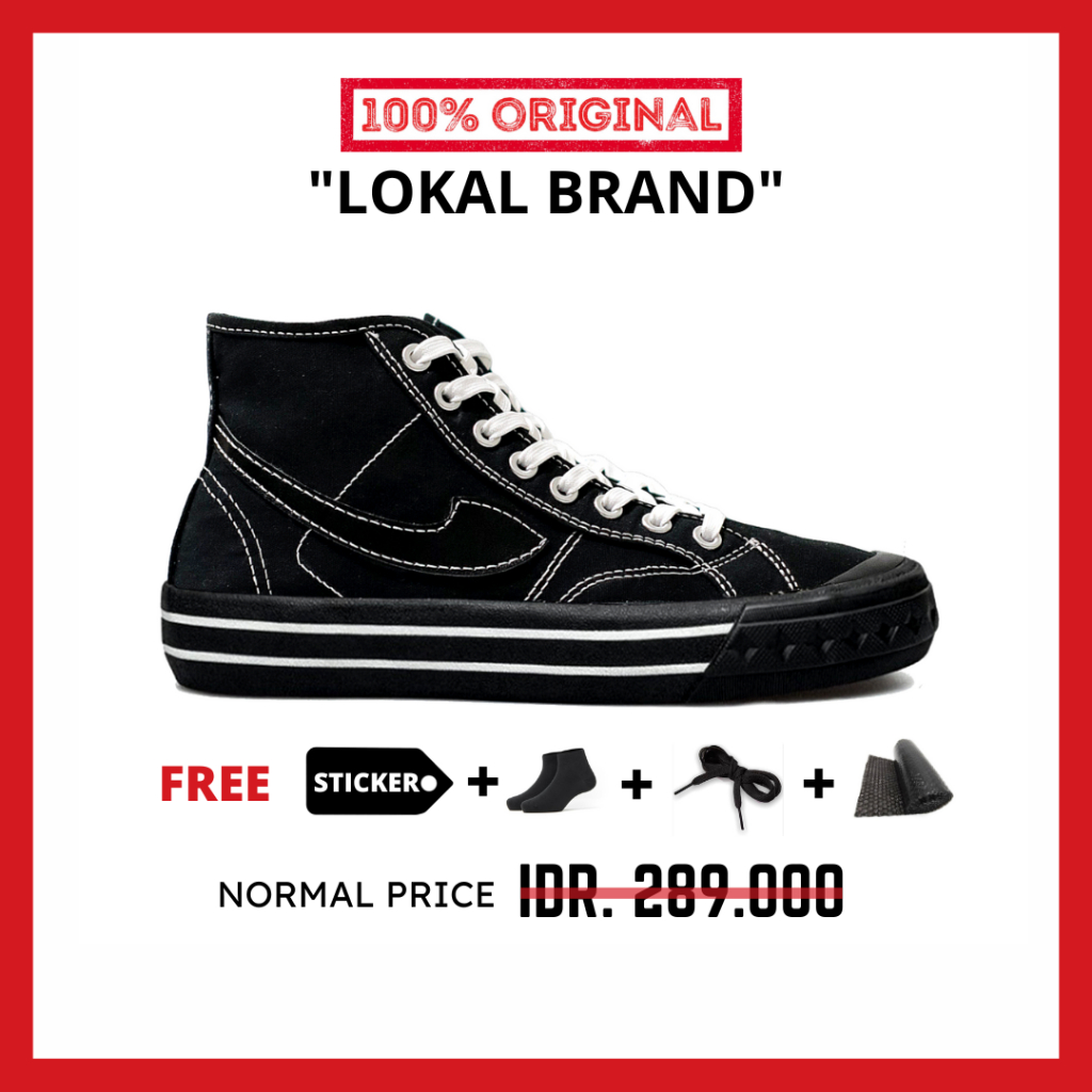 ORIGINAL - Sepatu Brand Lokal Kasual Pria Wanita No Brand Black Oreo Hi Not Sneakers Compass Retrograde Black Oreo