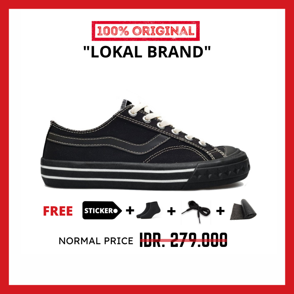 ORIGINAL - Sepatu Brand Lokal Kasual Pria Wanita No Brand Black Oreo Low Not Sneakers Ventela Retro Public Low Oreo