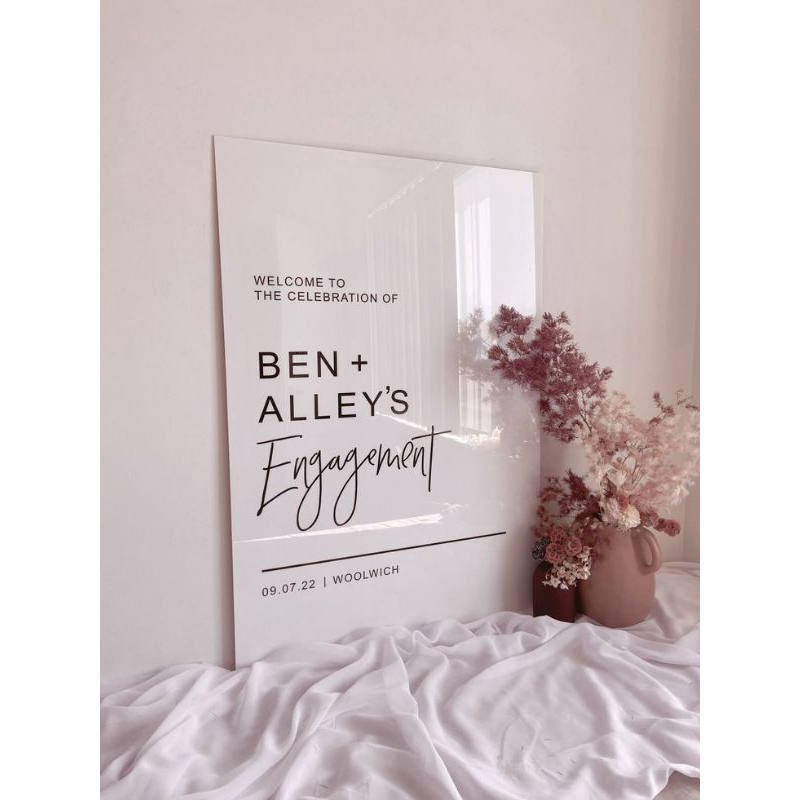 Wedding Sign Putih Susu - Papan Bunga Lamaran Putih Susu