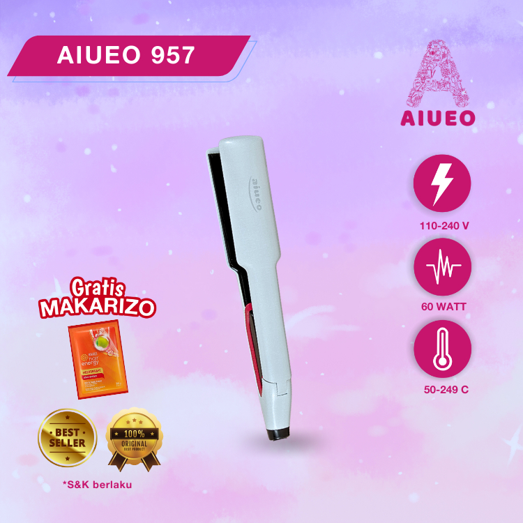 [GARANSI 18 BLN] • Catokan Rambut Hair Straightener AIUEO 957 | Alat Catok Meluruskan Rambut dan Keriting Profesional