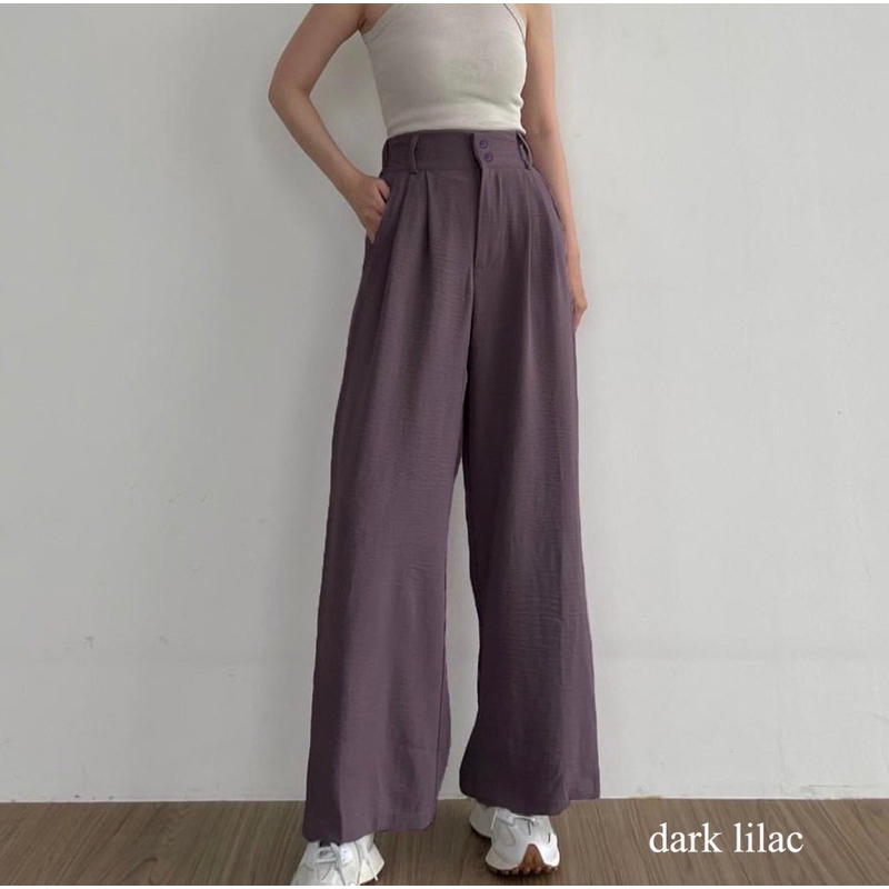 Lexy Cullote Pants Celana Kulot Highwaist Loose Pants Crinkle