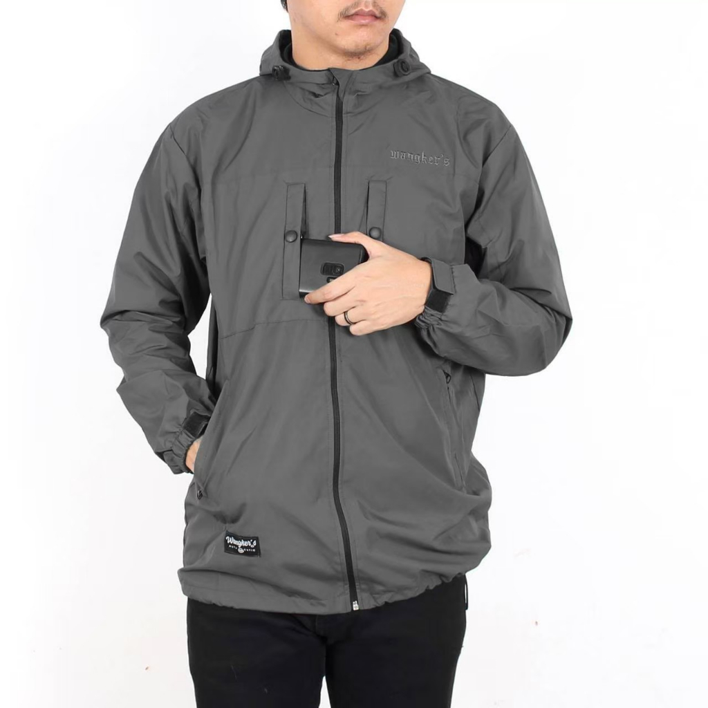 AKN - JAKET HOODIE OUTDOOR PARASUT PRIA / JAKET PRIA WATERPROOF POLOS DAN KOMBINASI OUTWEAR ANTI AIR ORIGINAL WANGKERS