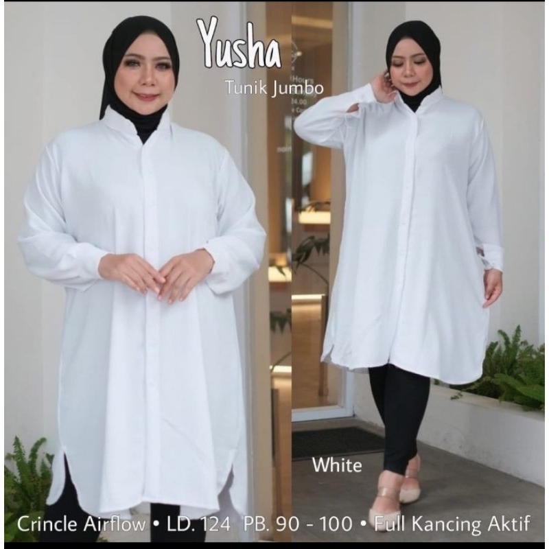 Baju Atasan Tunik Wanita Yusha Polos Super Jumbo Terbaru