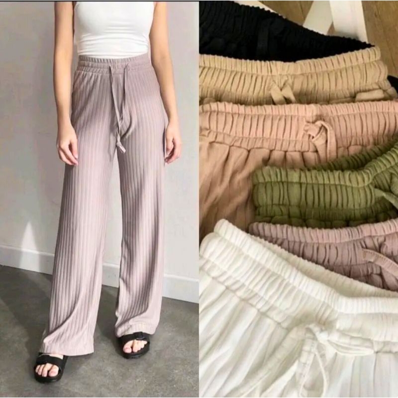 Hornet pants celana kulot knit wanita tebal-celana kulot highwist- kulot rajut- lyra loose pants kulot