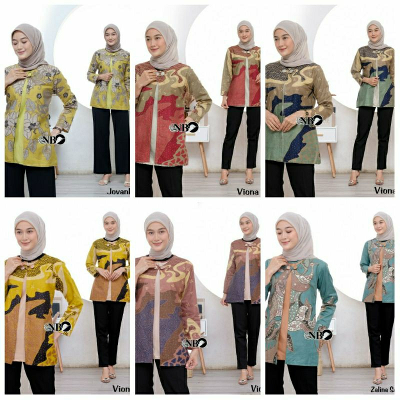 tey-17 Batik wanita ASJ SA HRB026 Kenongo Kemeja Tosca Pendek