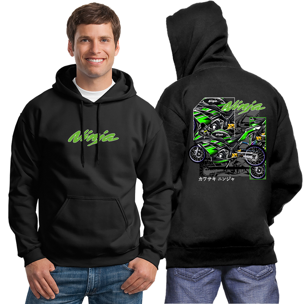JAKET MOTOR KAWASAKI NINJA 4 TAK SWEATER HOODIE COTTON FLEECE TEBAL