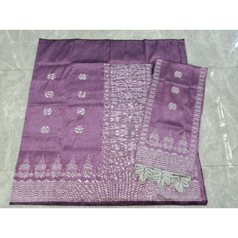 songket silungkang warna ungu lylac silver