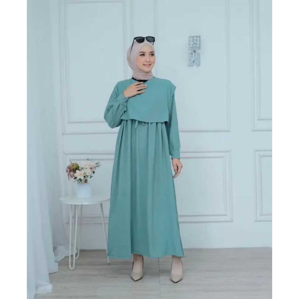 Alaysa Gamis Rompi Dress Outer Crinkle Airflow Premium Baju Muslim Wanita Terbaru