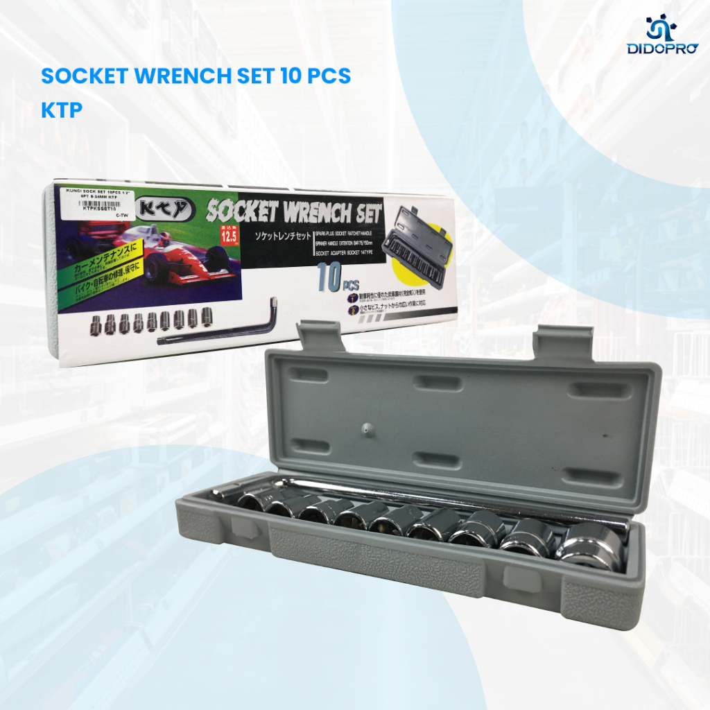 KTP Kunci Sok Set 10 pcs Shock Alat Bengkel Socket Wrench Set 10pcs