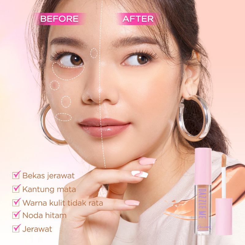 Dazzle Me Our Secret Cover Concealer - Liquid Makeup Tahan Lama Matte Concealer Dibawah Mata Menutup Noda Hitam