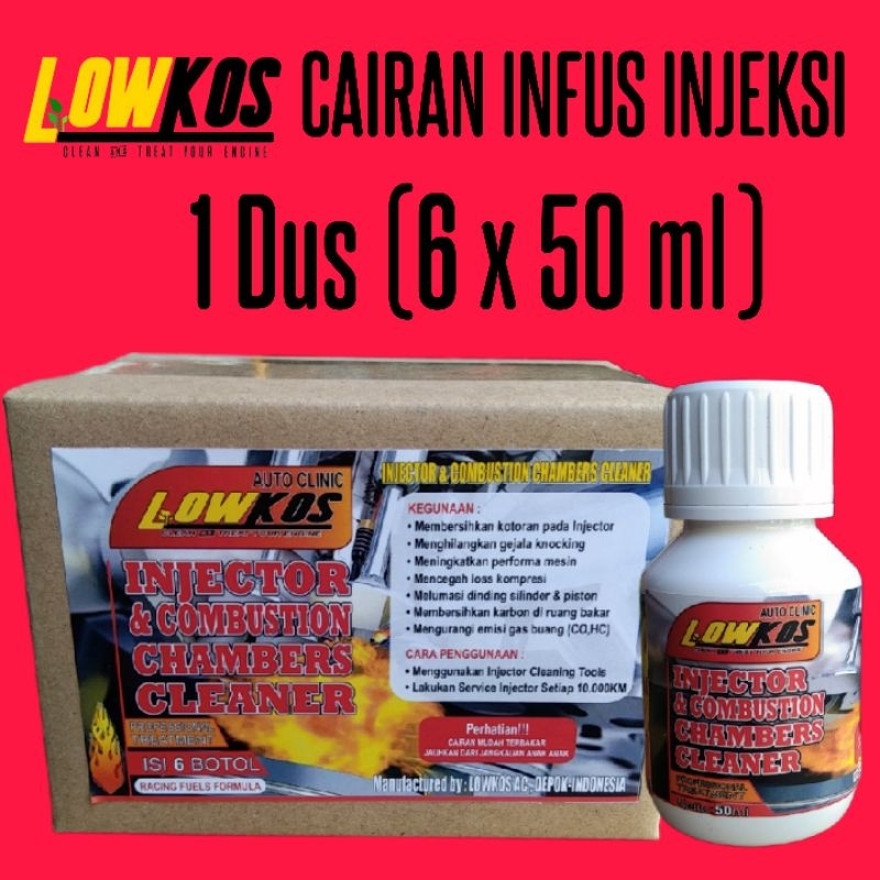 LOWKOS - 1 Dus (6 Botol) CAIRAN INFUS INJEKSI @50ml Pembersih injektor