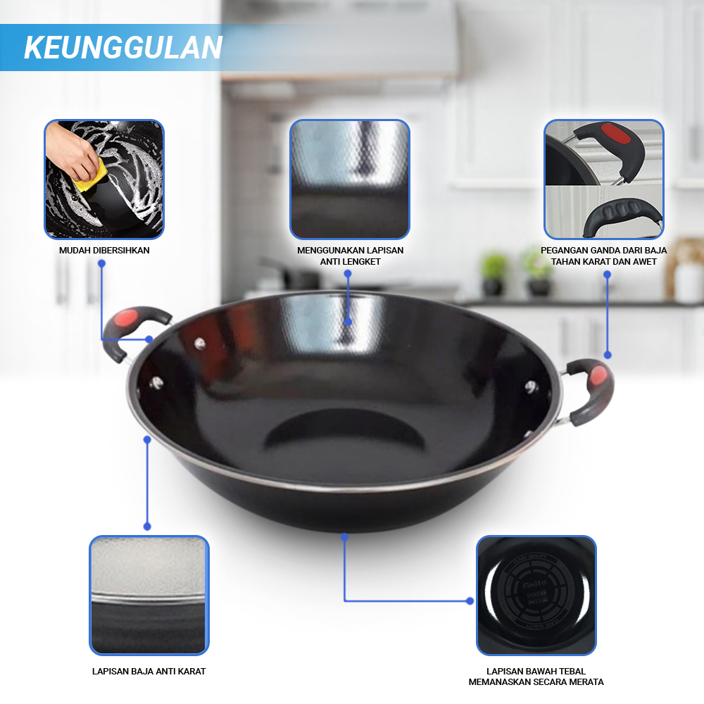 Wajan Enamel Anti Lengket /Wajan Penggorengan/Wajan Diskon Besar Anti Lengket Bahan Tebal