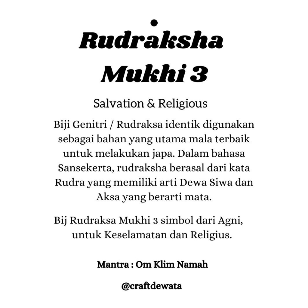 Gelang Tridatu Rudraksa Mukhi 3 / Gelang Tridatu Asli Bali / Gelang Genitri Mukhi 3 / Gelang Peleburan / Craftdewata