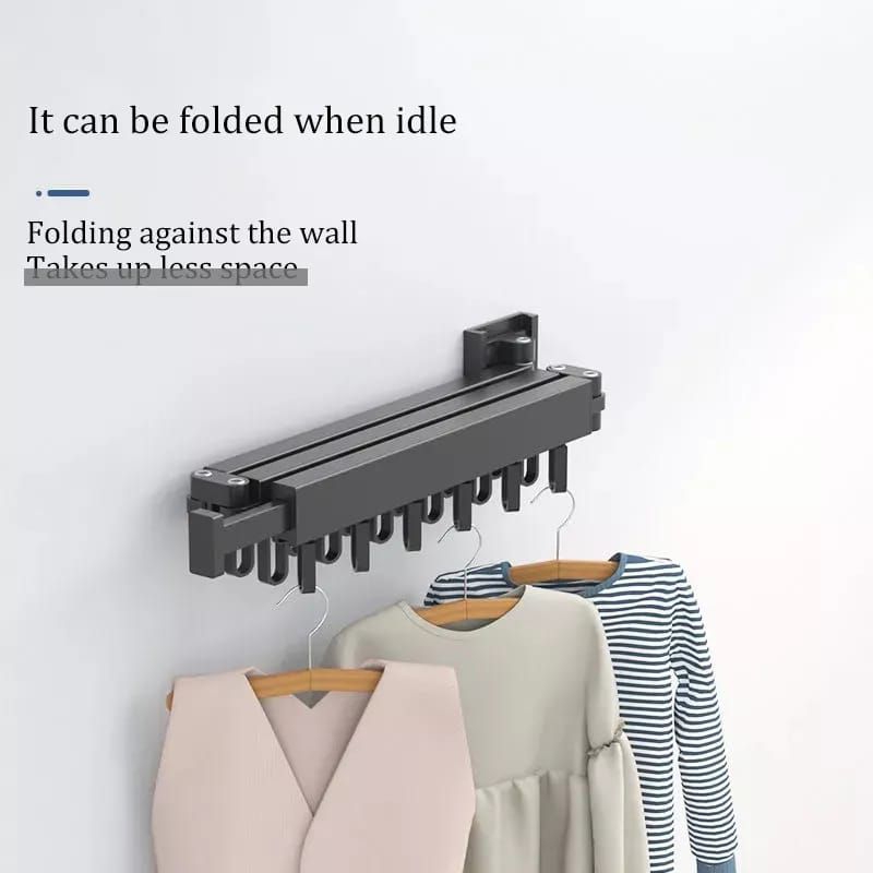 Folding Clothes Hanger Wall Mount Retractable Cloth Drying Rack