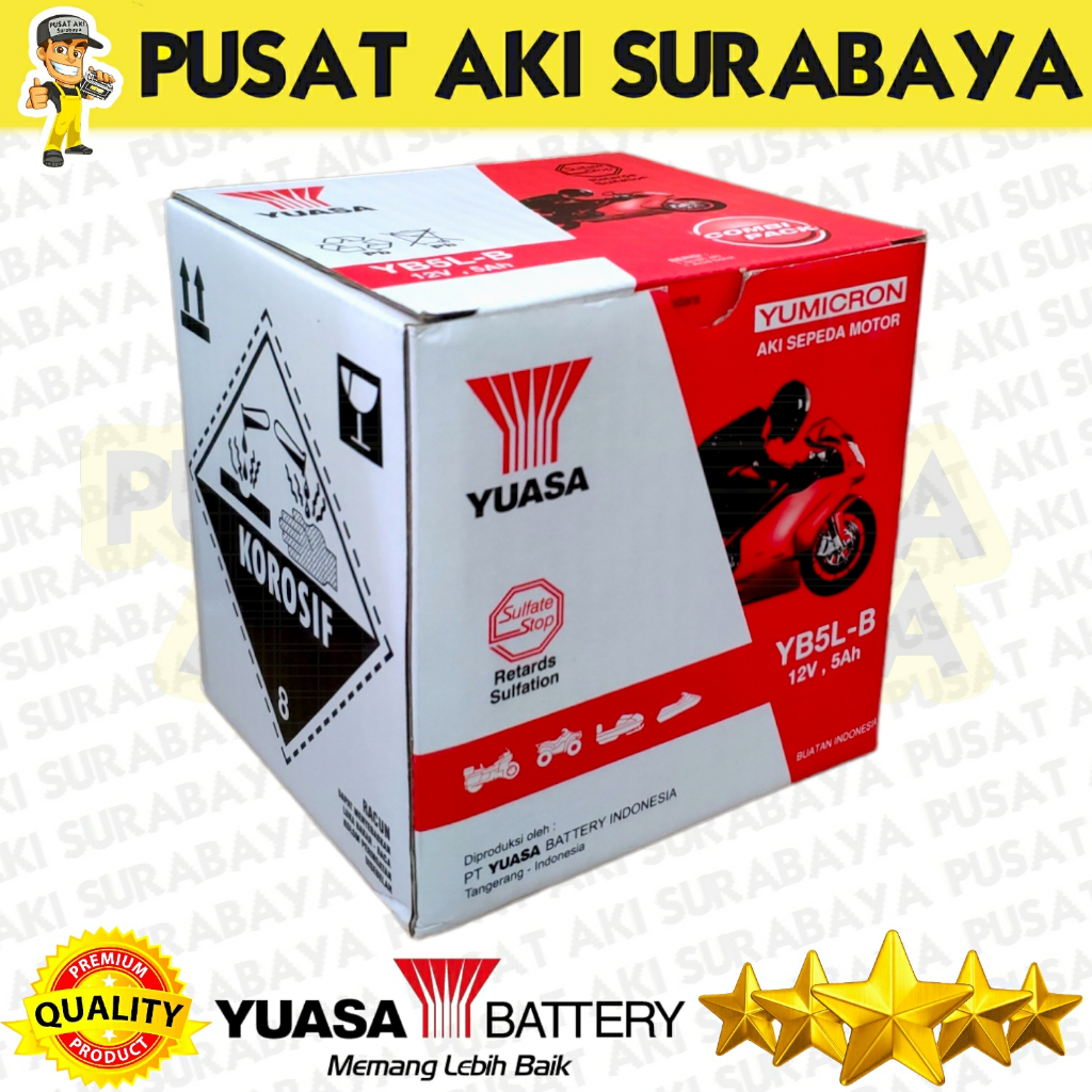 PROMO ACCU BASAH YUASA YB5LB 5 AMPER UNTUK MOTOR FIT X KAZE VEGA R TITAN GM5Z GT6A  YT7C MTX5AL YB5L-B