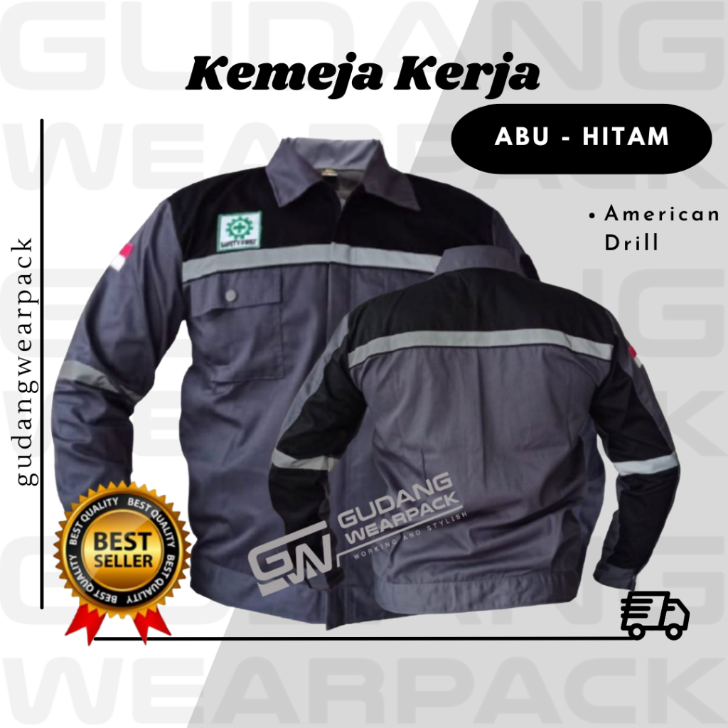 Gudang Wearpack - Baju Kerja Seragam Proyek Warna Abu Hitam