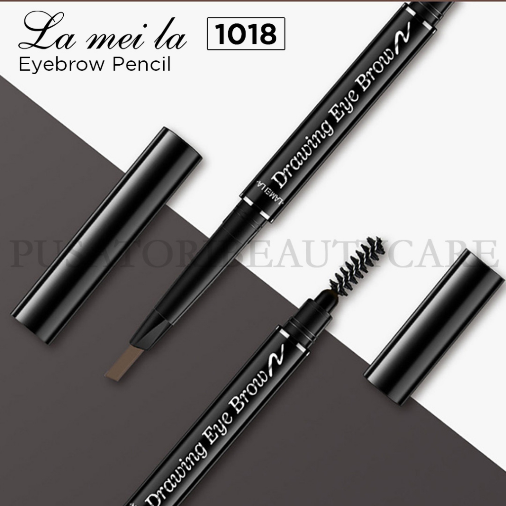 LAMEILA 1018 Eyebrow Pencil Waterproof Pinsil Alis Kepala Ganda