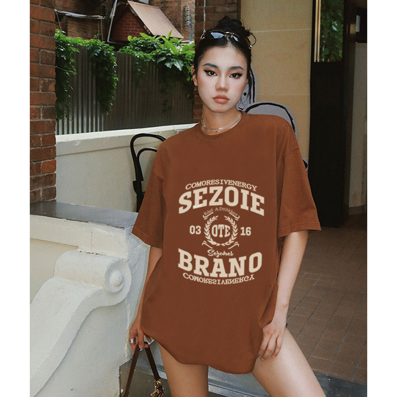 kaos oversize wanita import/american retro baju kaos wanita lengan pendek letter motif t-shirt