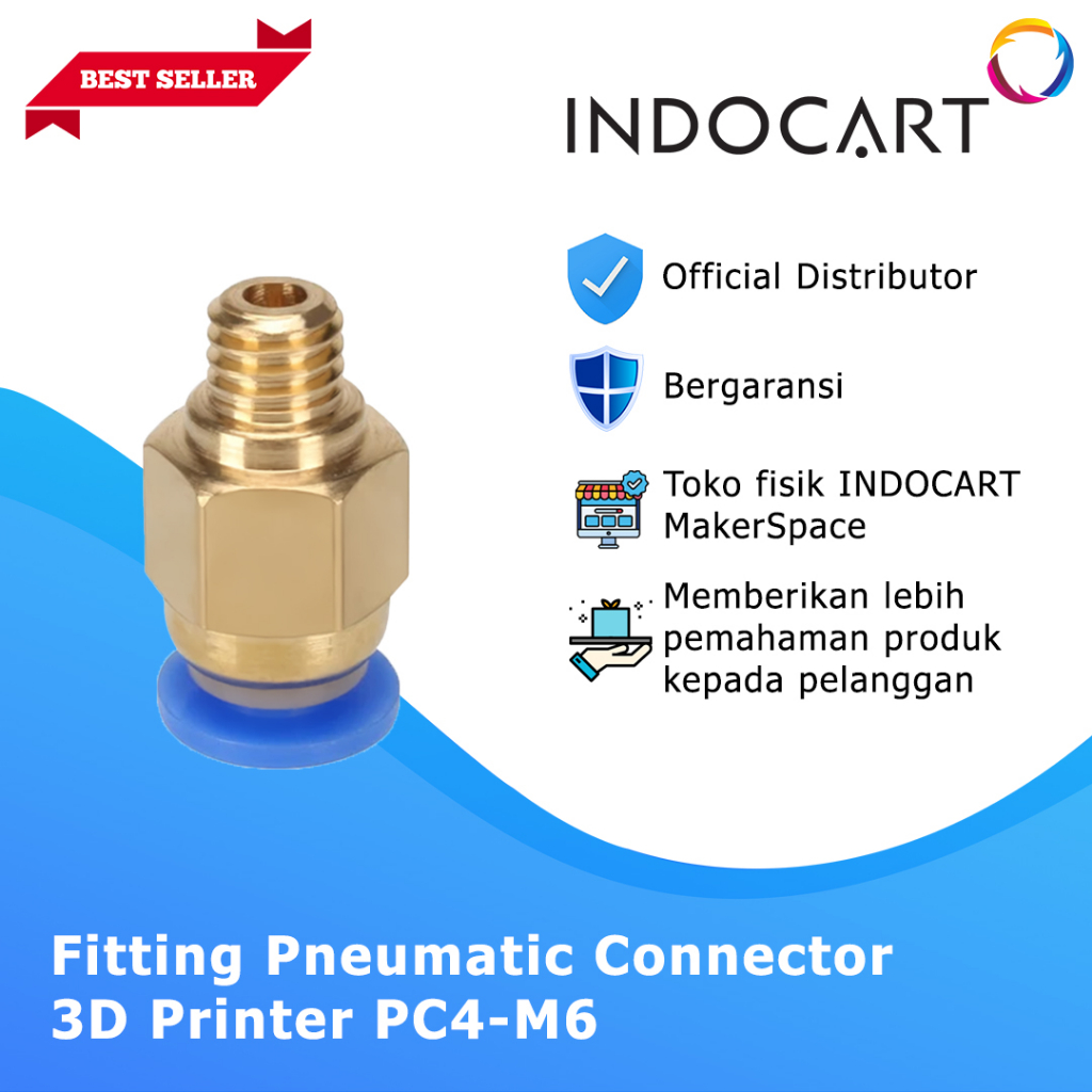 INDOCART Fitting Pneumatic Connector 3D Printer PC4-M6