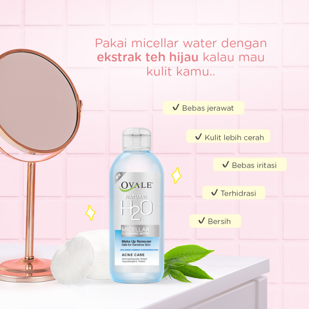 OVALE Natural H2O Micellar Water | Pembersih Make Up - 100ml