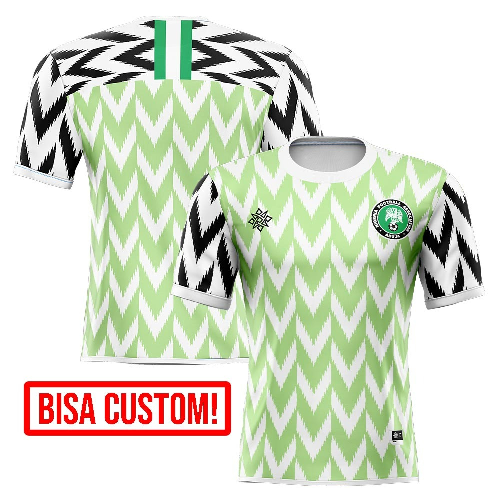 Jersey Nigeria World Cup Hijau Putih Green White Kaos Baju Bola Futsal Anak Dewasa